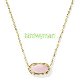 Elisa Gold Pendant Necklace in Rose Quartz